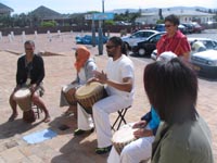 Enjoying open air drumming workshop